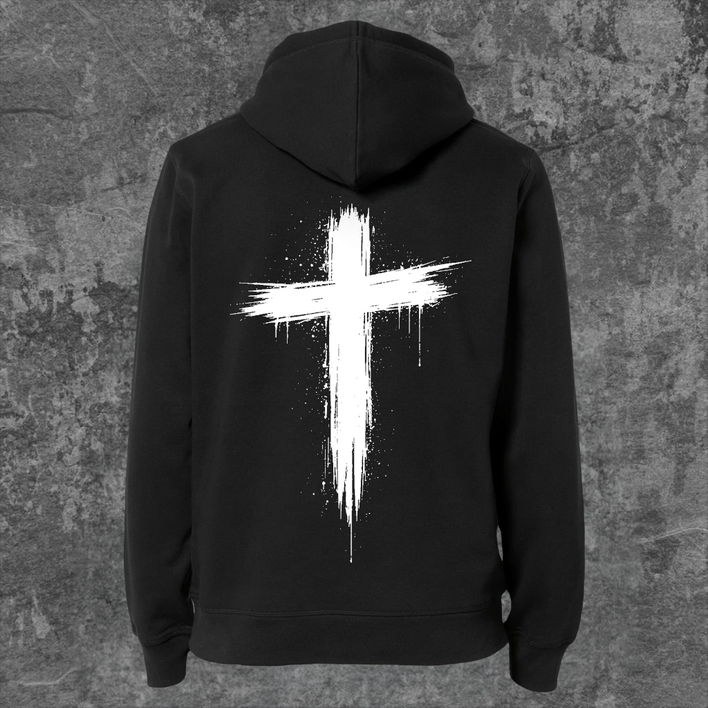 SYN42 Black Cross Hoodie – Back View