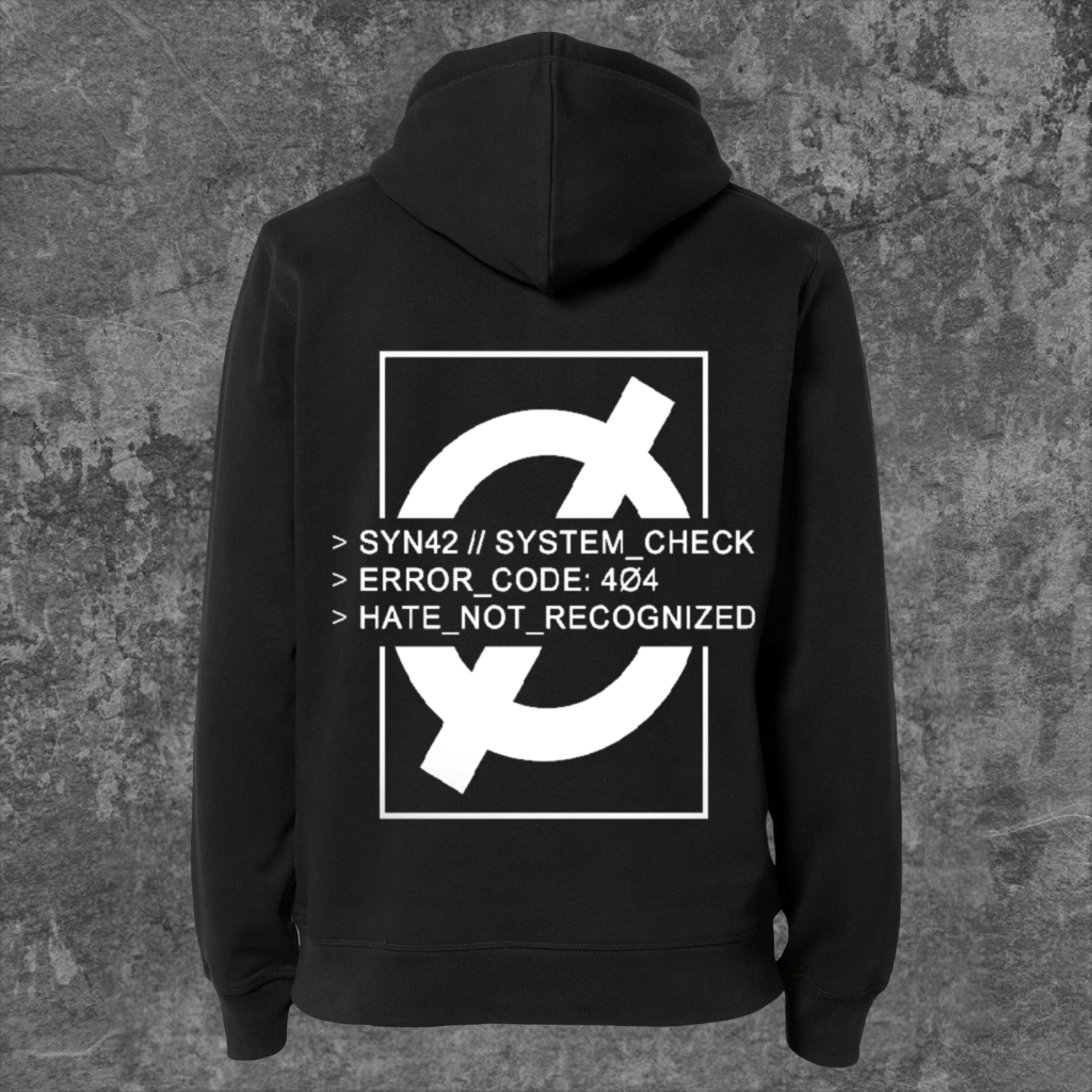 SYN42 Black Error Hoodie – Back View