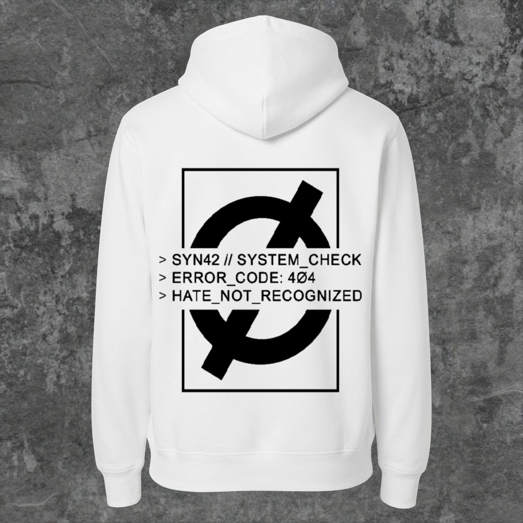 SYN42 White Error Hoodie – Back View