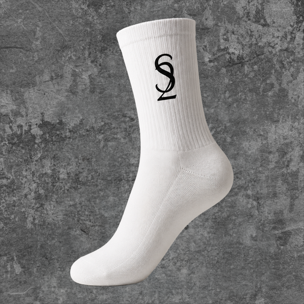 SYN42 White S2 Socks – Front View
