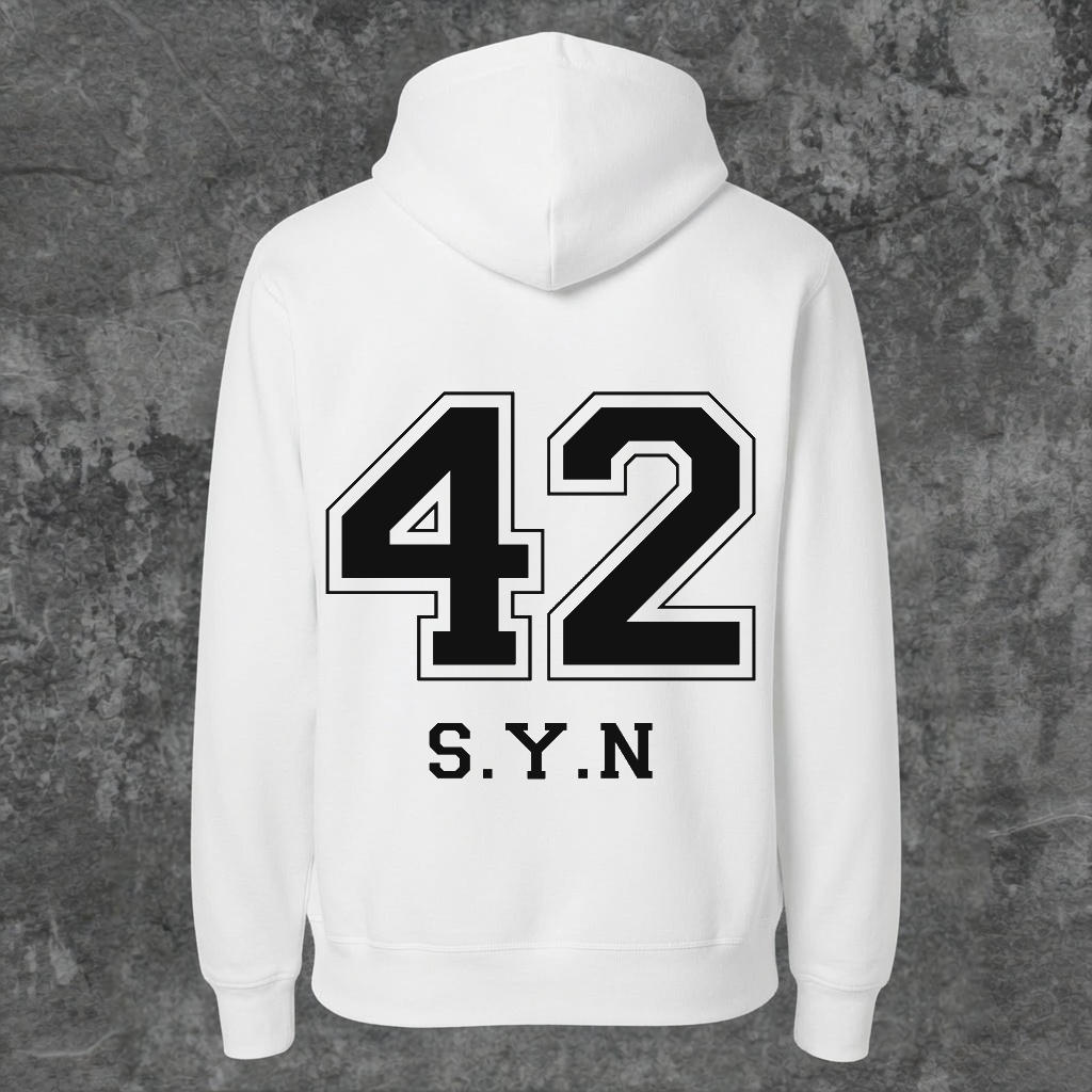 SYN42 White Sport Hoodie – Back View