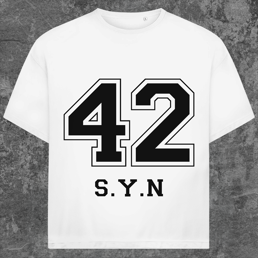 SYN42 White Sport Oversized T-Shirt – Front View